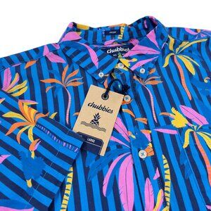 Chubbies Friday Shirt Mens Size L SLIM FIT The Wild Blue Resort Weave Floral NWT